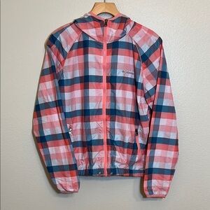 Columbia Pink Plaid Windbreaker Lightweight Jacket